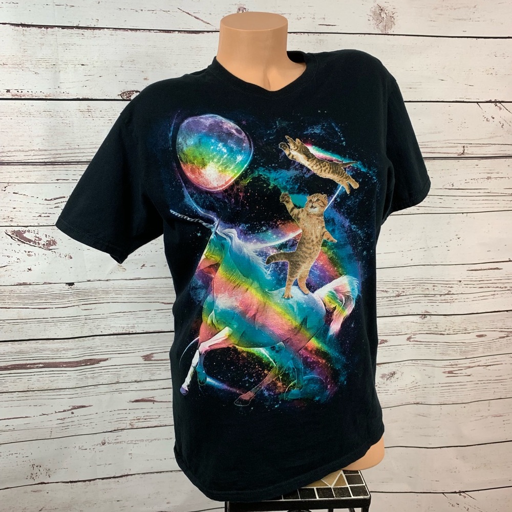 Unicorn Galaxy Kitty Cats Graphic T Shirt